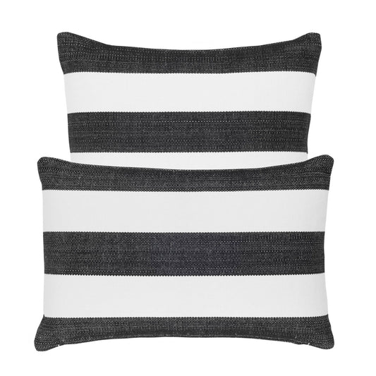 Catamaran Stripe Indoor/Outdoor Decorative Pillow | Black/White