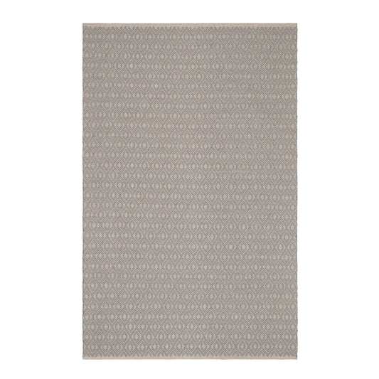 Optic Diamond Handwoven Cotton Rug | Grey/Ivory
