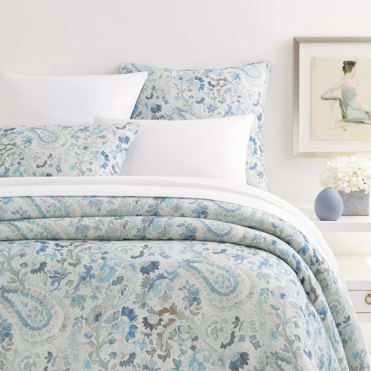 Ines Linen Duvet Cover | Blue