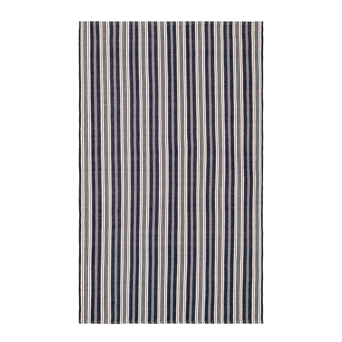 Ticking Stripe Handwoven Indoor/Outdoor Rug | Navy/Ivory