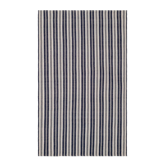 Ticking Stripe Handwoven Indoor/Outdoor Rug | Navy/Ivory
