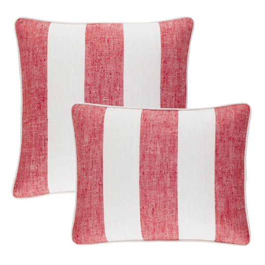 Awning Stripe Indoor/Outdoor Decorative Pillow Cover | Red