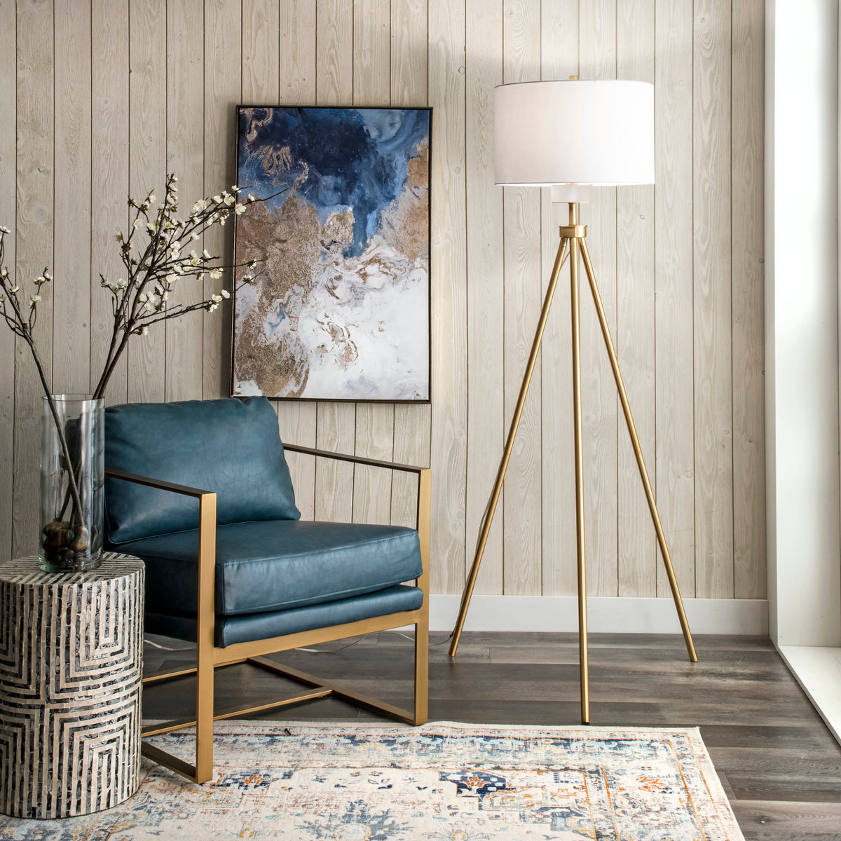 66-inch Simple Metal Tripod Floor Lamp | Gold