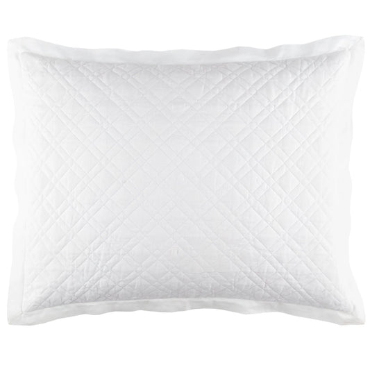 Washed Linen Quilted Sham | White