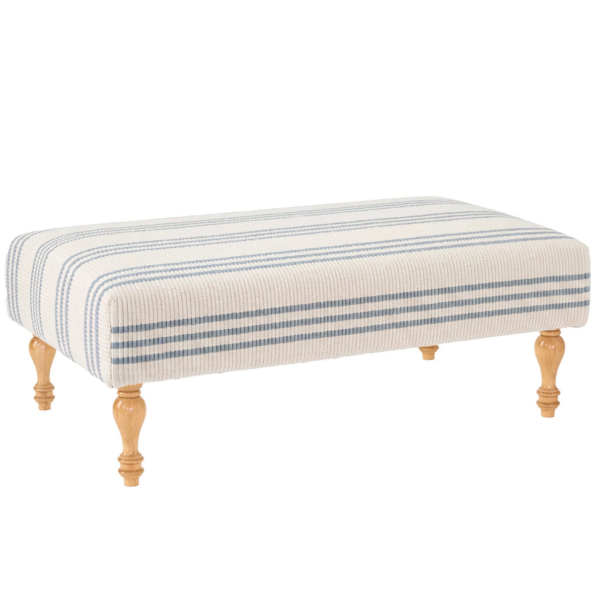 Swedish Stripe Rug Ottoman | Blue