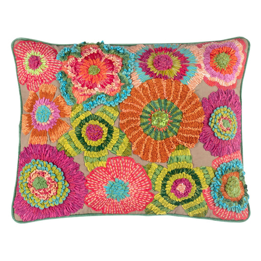 Bramble Embroidered Decorative Pillow Cover | Cerise