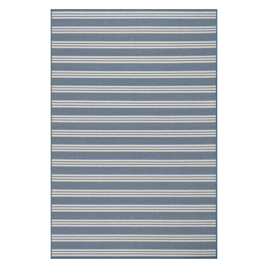 Meredith Wide Striped Indoor/Outdoor Custom Rug | Blue