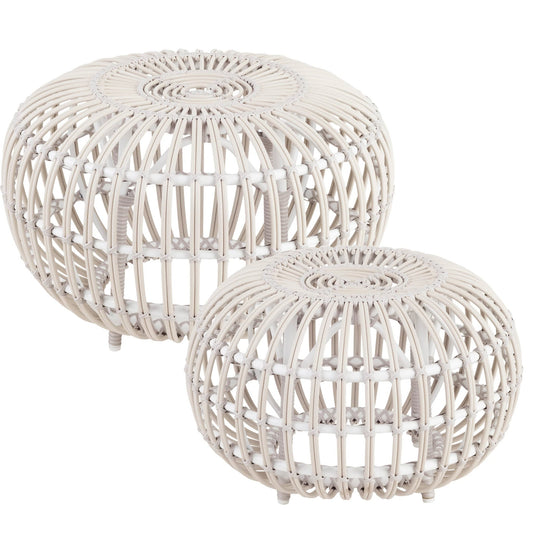 Kali Outdoor Ottoman | Dove White