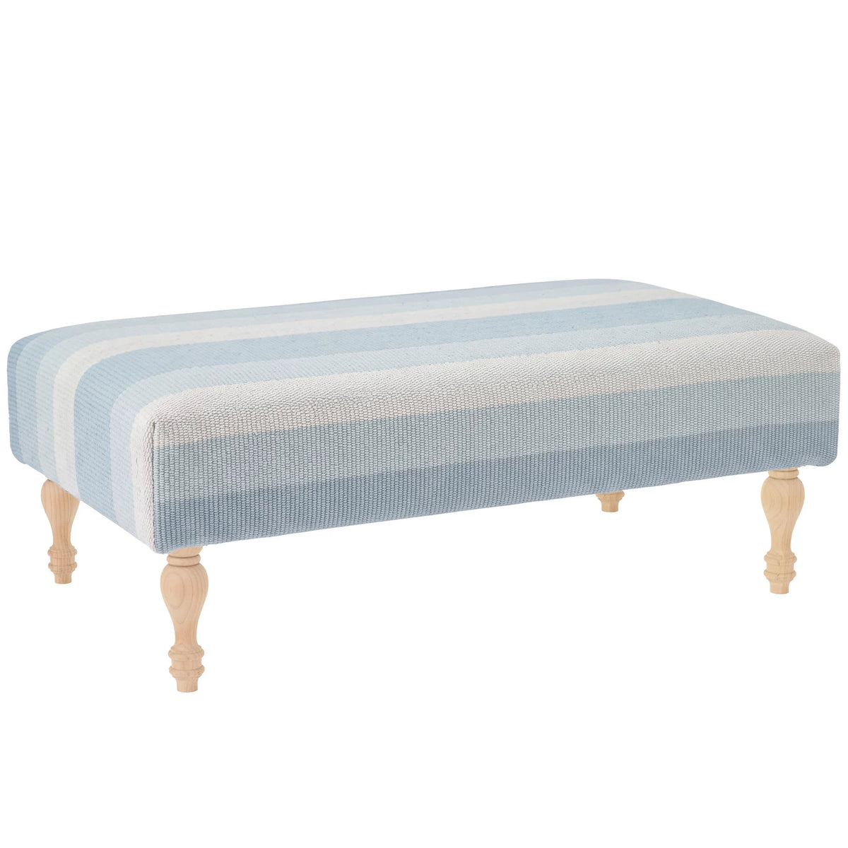 Shore Stripe Rug Ottoman | Sky