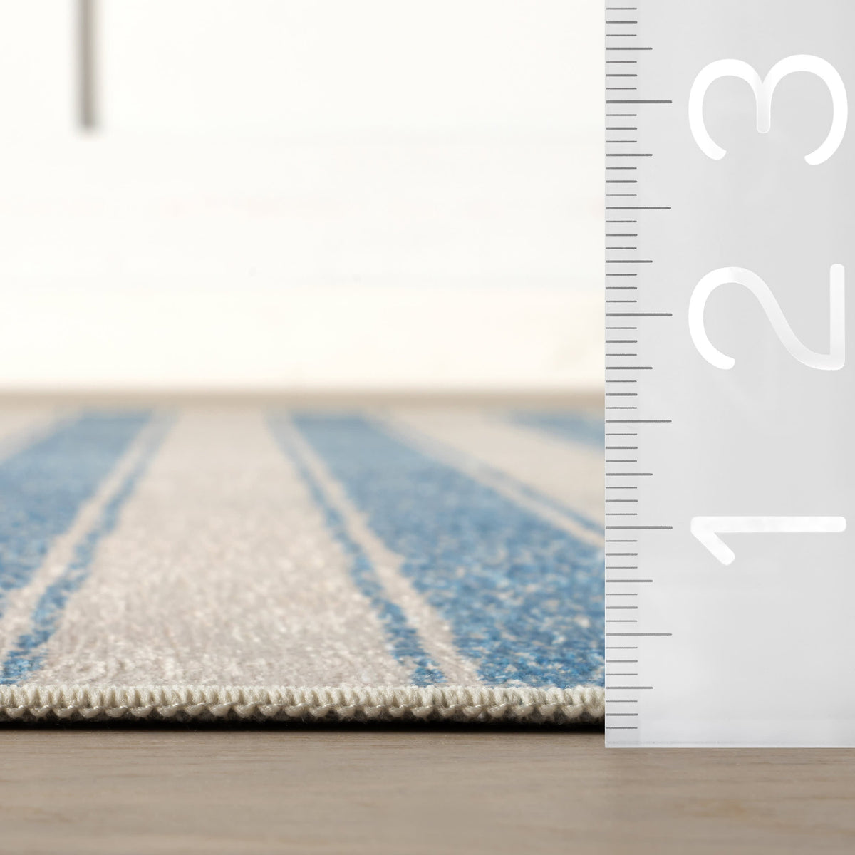 Vion Coastal Striped Machine Washable Rug | Blue
