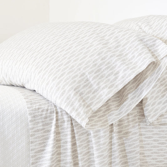 Feather Ogee Sheet Set | Dove Grey