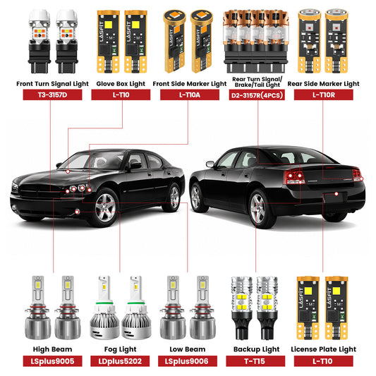Fit for 2006-2010 Dodge Charger The Brightest LED Bulbs Upgrade