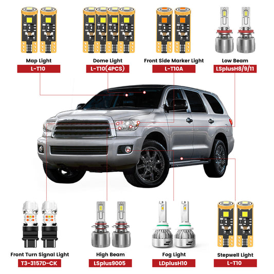Fit for 2008-2017 Toyota Sequoia The Brightest LED Bulbs Upgrade