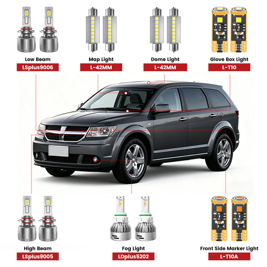 Fit for 2009-2010 Dodge Journey The Brightest LED Bulbs Upgrade