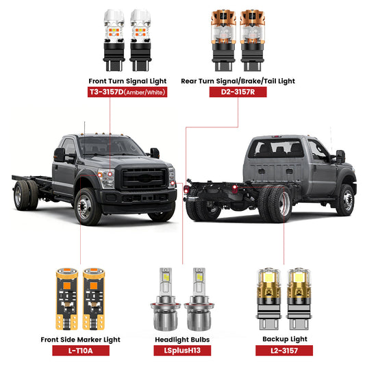 Fit for 2011-2016 Ford Chassis Cab F-350/450/550 The Brightest LED Bulbs Upgrade