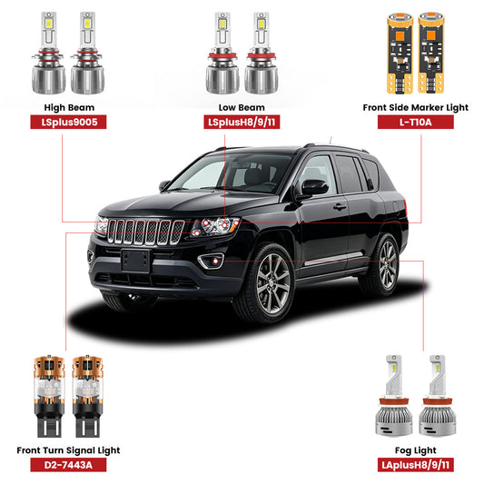 Fit for 2011-2017 Jeep Compass The Brightest LED Bulbs Upgrade