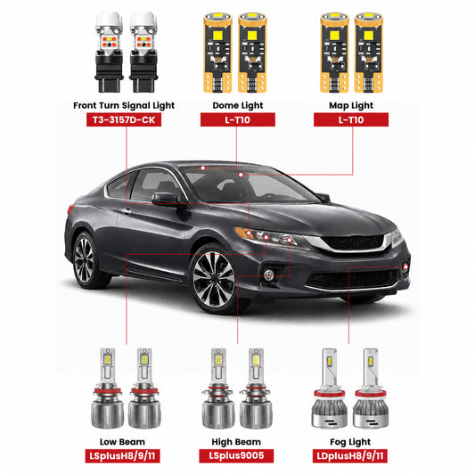 Fit for 2013-2015 Honda Accord Coupe The Brightest LED Bulbs Upgrade
