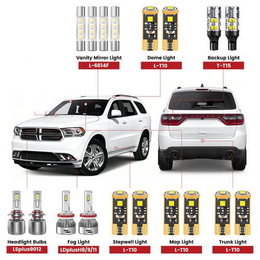 Fit for 2014-2015 Dodge Durango The Brightest LED Bulbs Upgrade | Tested and Verified