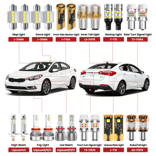 Fit for 2014-2016 Kia Forte The Brightest LED Bulbs Upgrade