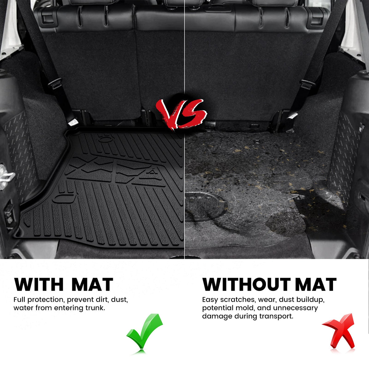 Fit for 2014-2018 Jeep Wrangler JK Floor Mats or Cargo Mat, For 4 Doors Only