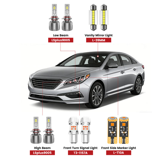 Fit for 2015-2017 Hyundai Sonata The Brightest LED Bulbs Upgrade