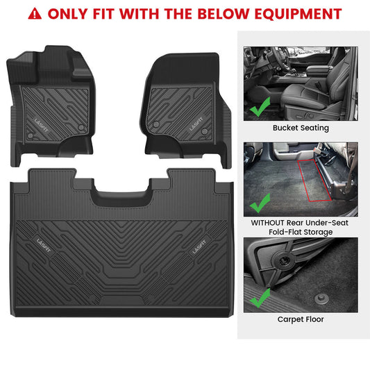 Fit for 2015-2027 Ford F-150 & 22-26 Lightning Models Floor Mats, Fit Carpet Floor