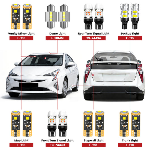 Fit for 2016-2018 Toyota Prius Exterior Interior Lights Upgrade