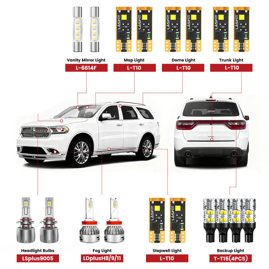 Fit for 2016-2020 Dodge Durango The Brightest LED Bulbs Upgrade | Tested and Verified