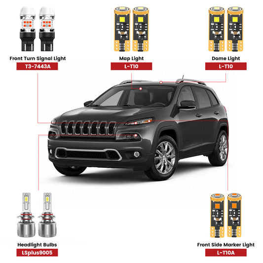 Fit for 2017-2018 Jeep Cherokee The Brightest LED Bulbs Upgrade