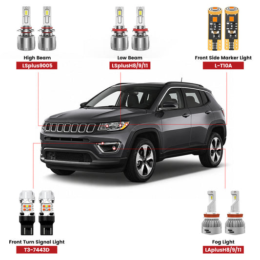 Fit for 2018-2021 Jeep Compass The Brightest LED Bulbs Upgrade