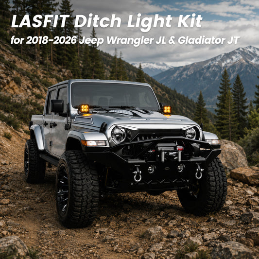 3-Inch & 4.8-Inch LED Pod Ditch Light Kits for 2018-2026 Jeep Wrangler JL Gladiator JT (Don't Fit Mojave or 4xe) | Lasfit