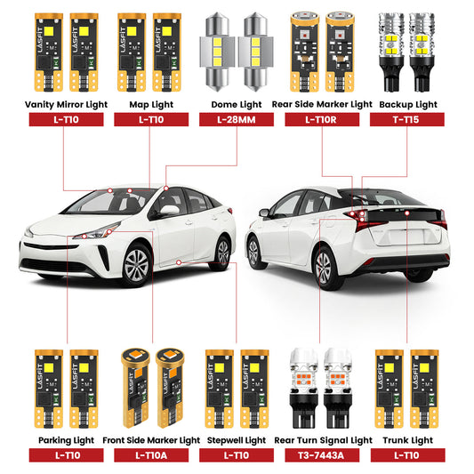 Fit for 2019-2022 Toyota Prius LED Exterior Interior Lights Upgrade