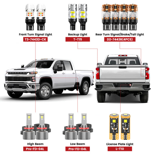 Custom Engineered for 2020-2026 Chevrolet Silverado 2500HD 3500HD WT LT Custom LED Bulbs Upgrade | Tested and Verified