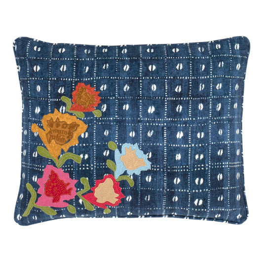 Floral Resist Embroidered Decorative Pillow Cover | Multi