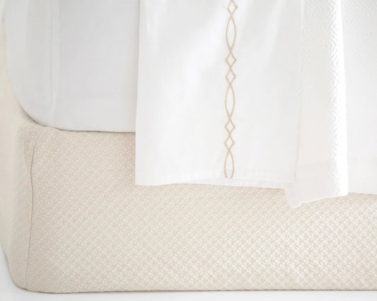 Petite Trellis Matelasse box spring cover | Ivory