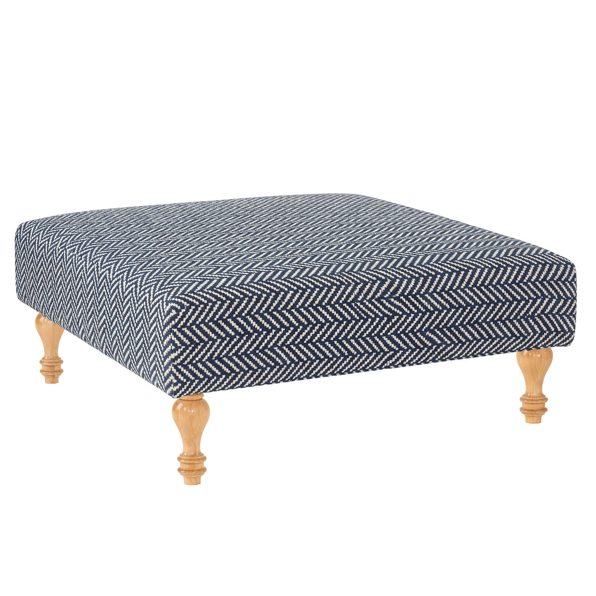Herringbone Rug Ottoman | Indigo