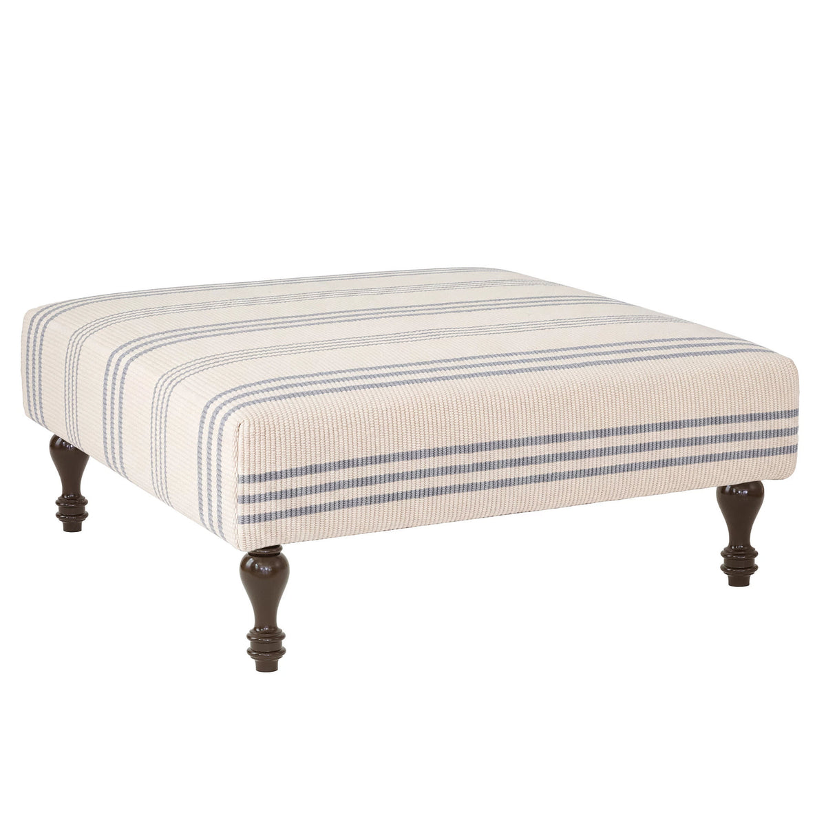 Swedish Stripe Rug Ottoman | Blue