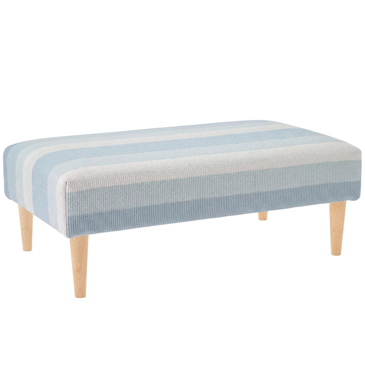 Shore Stripe Rug Ottoman | Sky