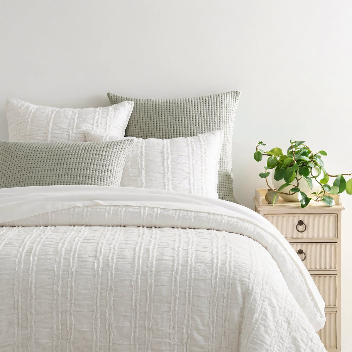 Lettie Voile Quilted Sham | Dove White
