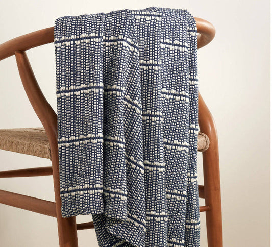 Archer Woven Cotton Throw | Navy
