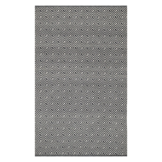 Geo Diamond Handwoven Wool Rug | Grey/Ivory