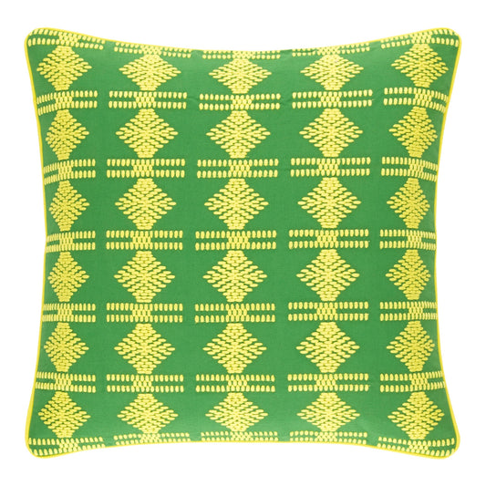 Geo Embroidered Decorative Pillow Cover | Green