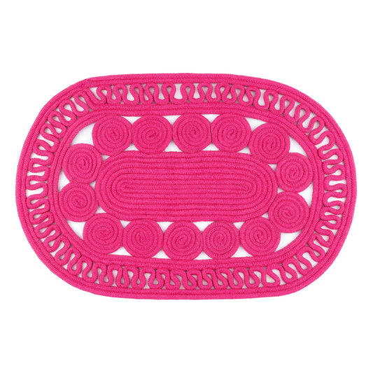 Reef Handwoven Indoor/Outdoor Oval Rug | Fuchsia