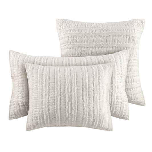 Lettie Voile Quilted Sham | Dove White