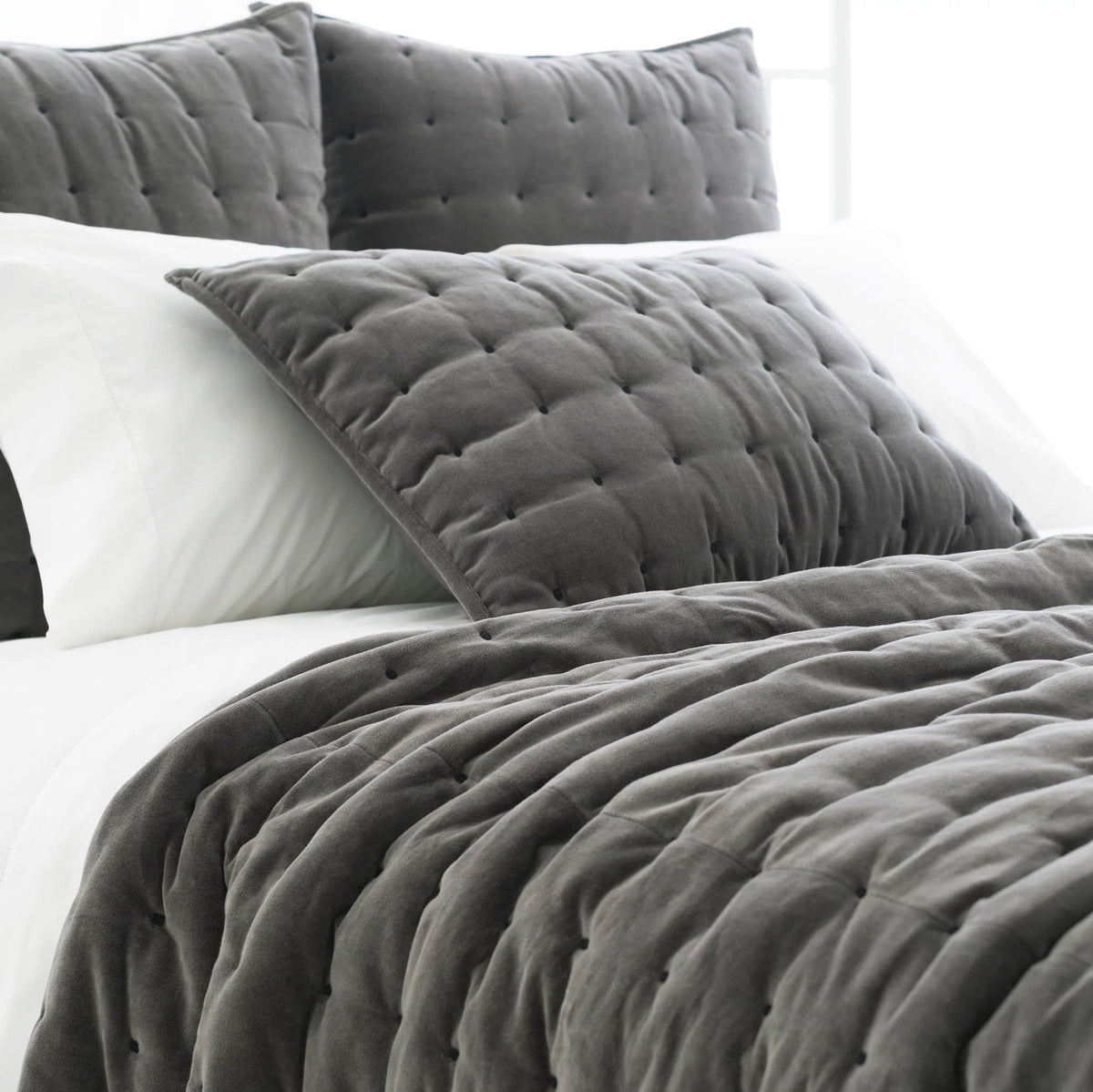 Vienna Velvet Quilted Sham | Shale