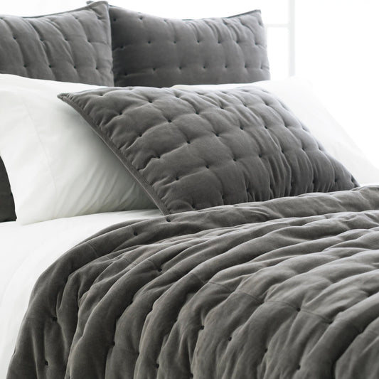Vienna Velvet Quilted Sham | Shale