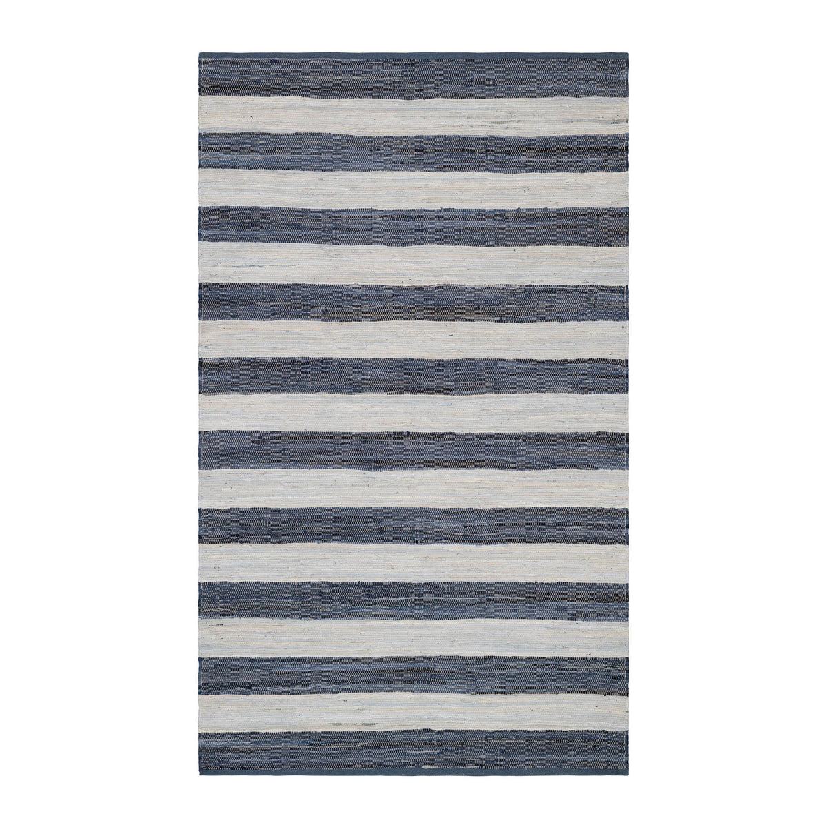 Striped Rag Handwoven Cotton Rug | Denim
