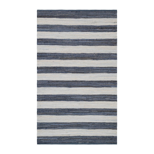 Striped Rag Handwoven Cotton Rug | Denim