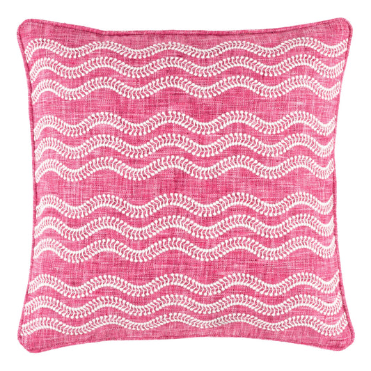 Scout Embroidered Indoor/Outdoor Decorative Pillow Cover | Fuchsia
