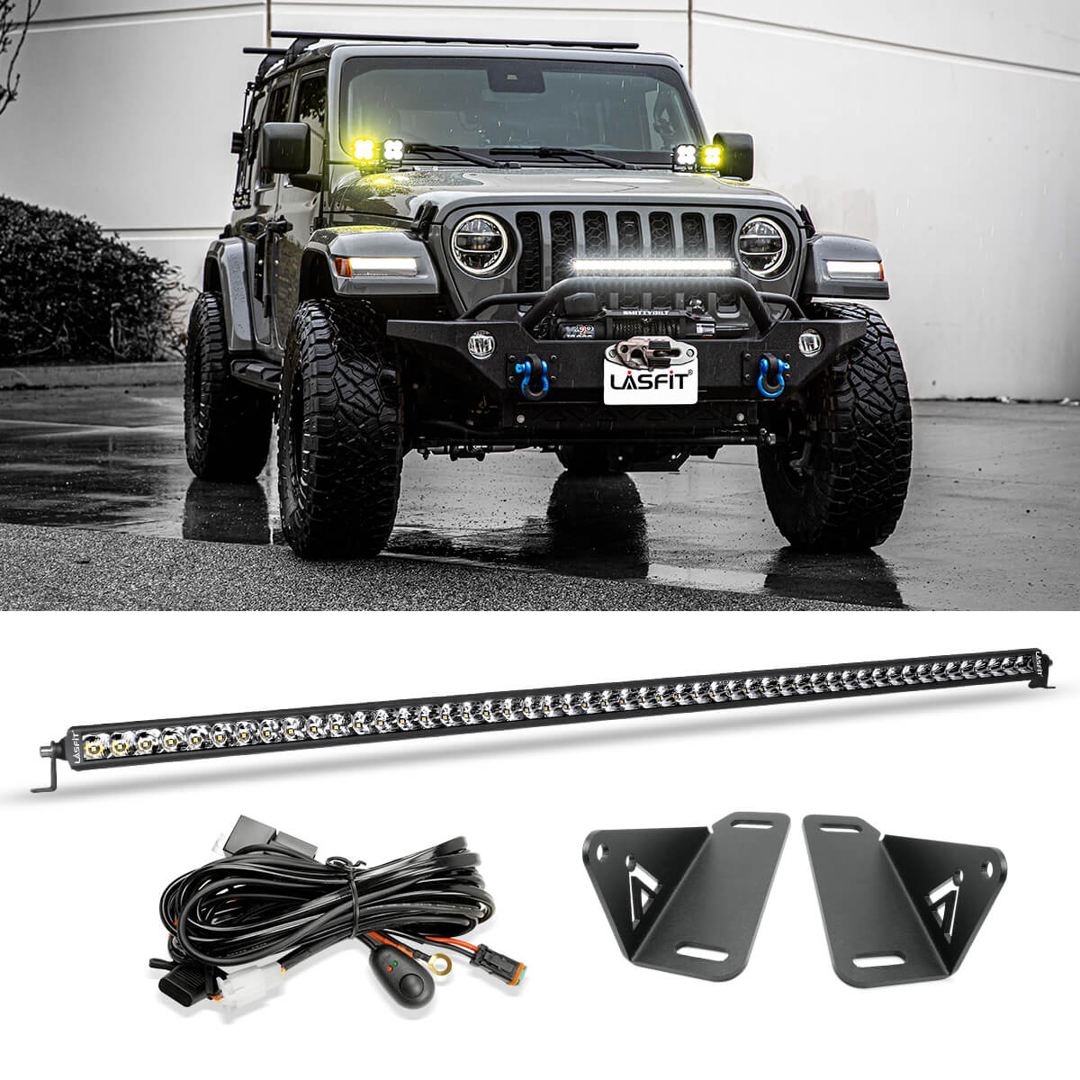52" Light Bar Hood Mount Kit For 2018-2026 Jeep Wrangler JL Gladiator JT | LASFIT
